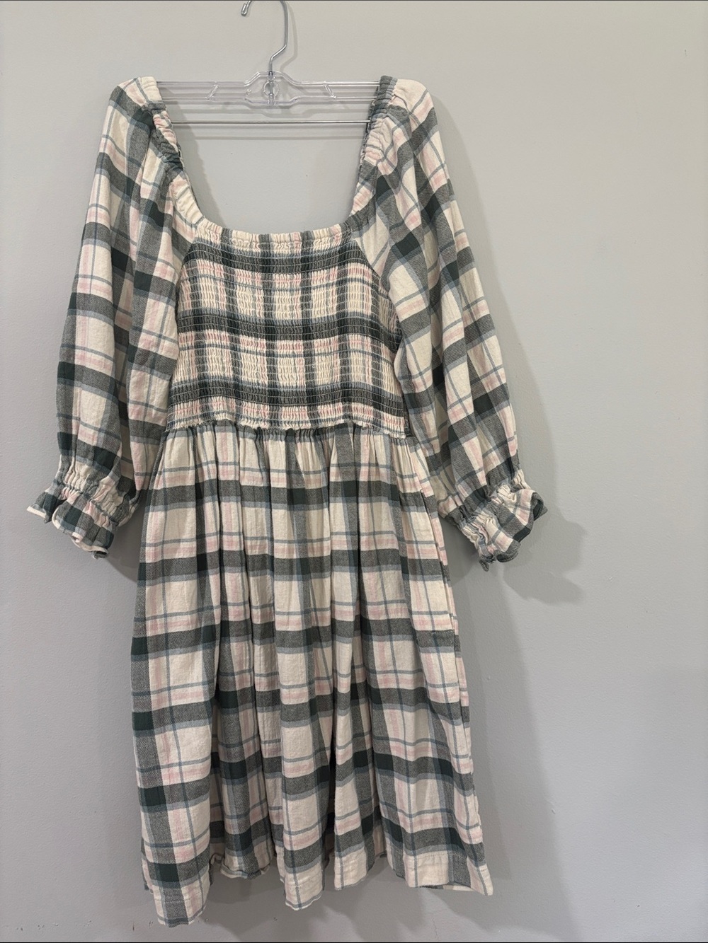 MADEWELL PLAID COTAGECORE MILkMAID SMOKED DRESS SIZE/M